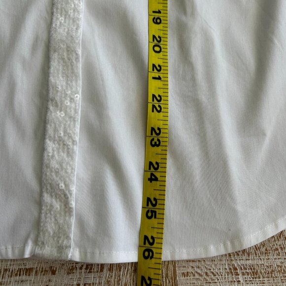 Ann Taylor White Blouse/Shirt/Top Mandarin Collar Sequins Long Sleeves Size 6 - Picture 7 of 11